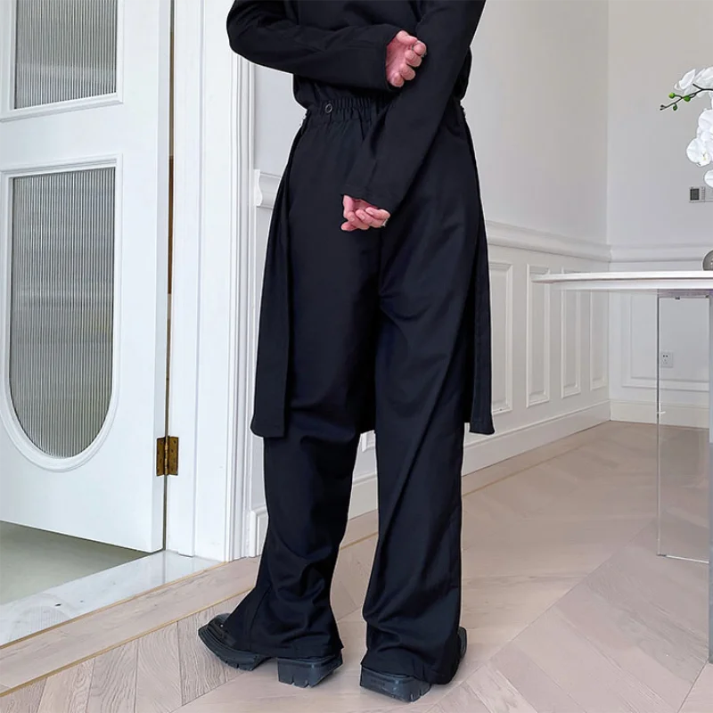 Men's Suit Straight Pants Spring And Autumn New Personality Detachable Two-Piece Set Button Decoration Leisure Large Pants