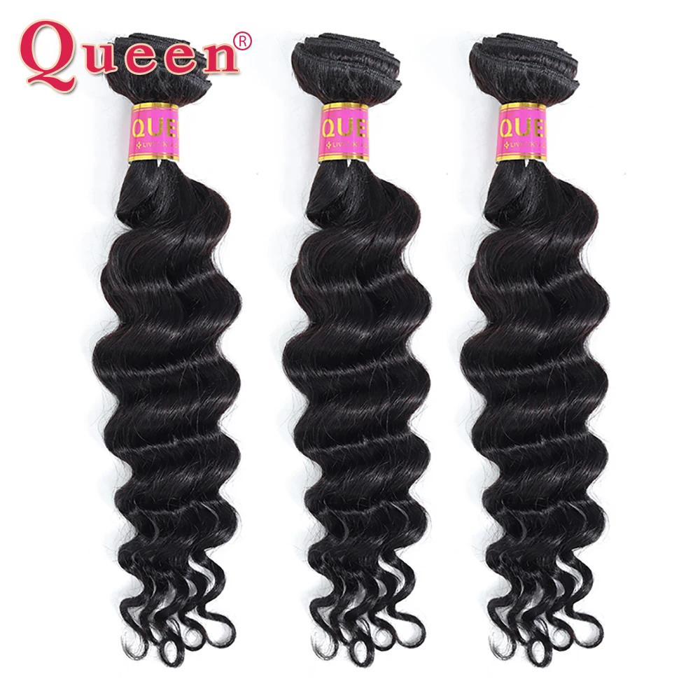 Queen hair товары перуанские волосы волна Связки рыхлый глубокий более 1/3/4 шт. 100% Remy натуральные волосы расширения переплетения натуральный