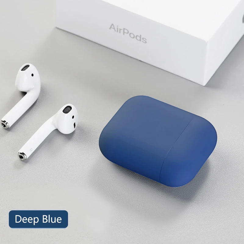 Силиконовый чехол для Apple Airpods 2 Тонкий чехол Чехлы Многоцветный Защитный нежная кожа для Airpods дропшиппинг - Цвет: deep blue