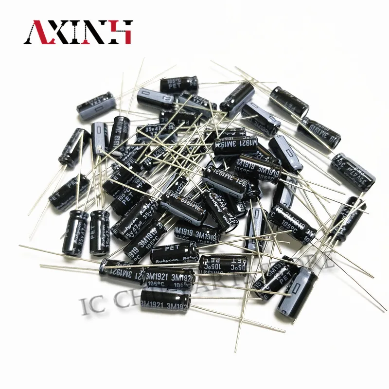 

47UF 35V 5*11mm Electrolytic capacitor Rubycon 50pcs Higt quality DIP 47UF 35V Electrolytic capacitor NEW in stock