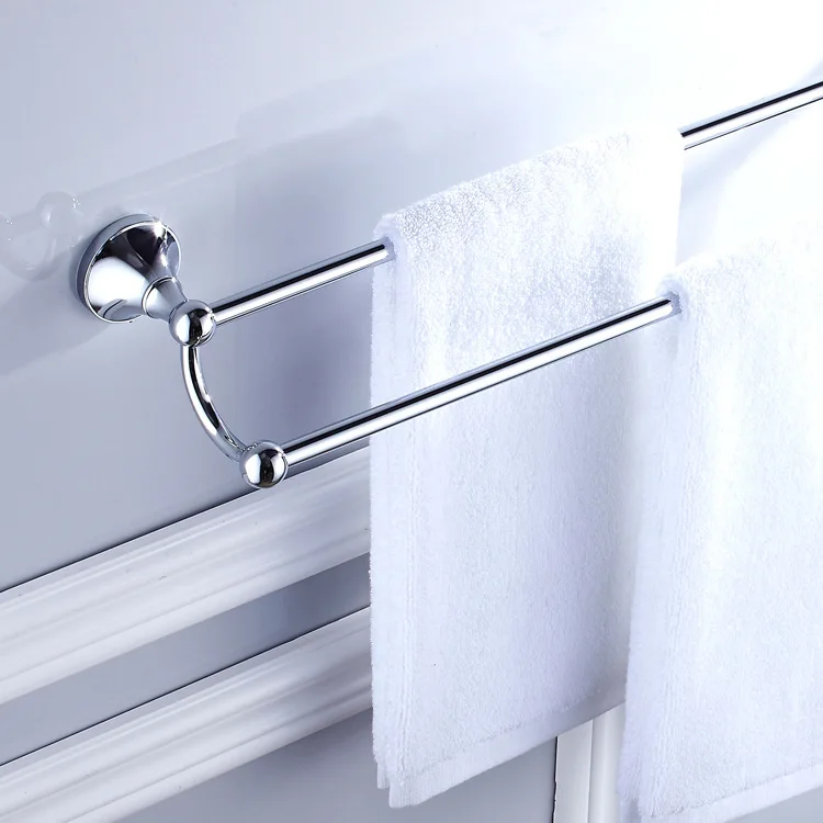 

John Obey Sanitary Ware Hardware Accessories Brass Simple Electrochromism Color Double Bar Towel Rack Wholesale Can Be a Generat