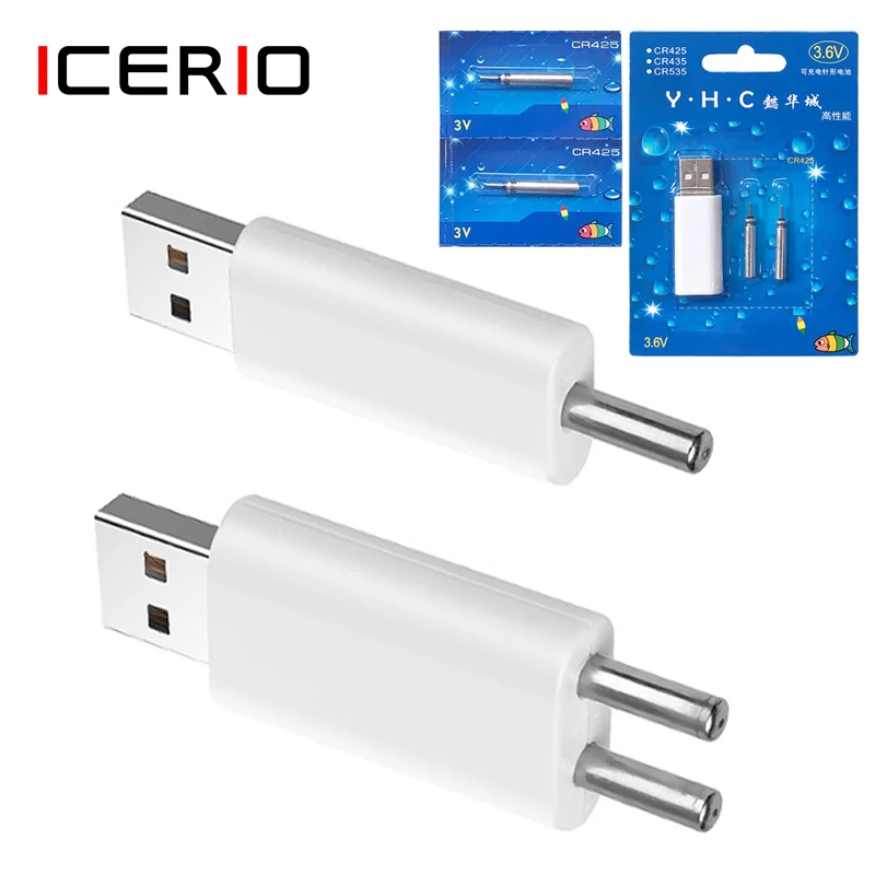 ICERIO светодиодный поплавок аккумуляторная батарея CR425 USB зарядное устройство для электронных поплавки батареи для ночной рыбалки аксессуары снасти