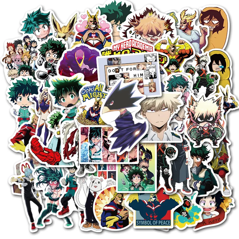 50 pcs My Herio Aceademia Japan Anime Stickers For Laptop Skateboard Laptop NEW 