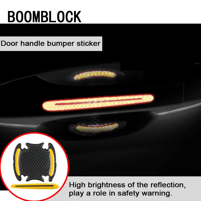 Car Door Handle Stickers 5D Reflective Carbon Fiber Warning Tape For Hyundai IX35 Tucson 2019 I20 Peugeot 206 307 308 207 3008 | Автомобили