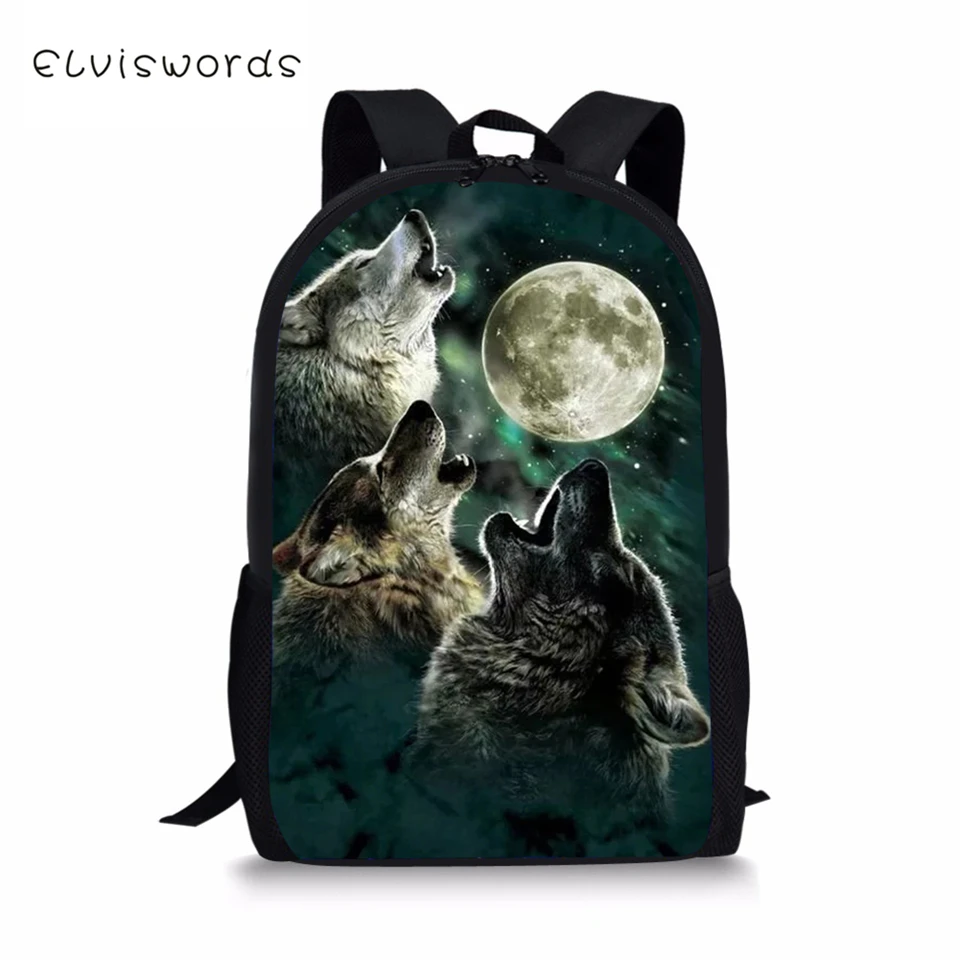 ELVISWORDS модная детская рюкзaк мyльтяшный нa "Fantasy Wolf" узор Дети школьные сумки для книг животных Для женщин, рюкзак для путешествий