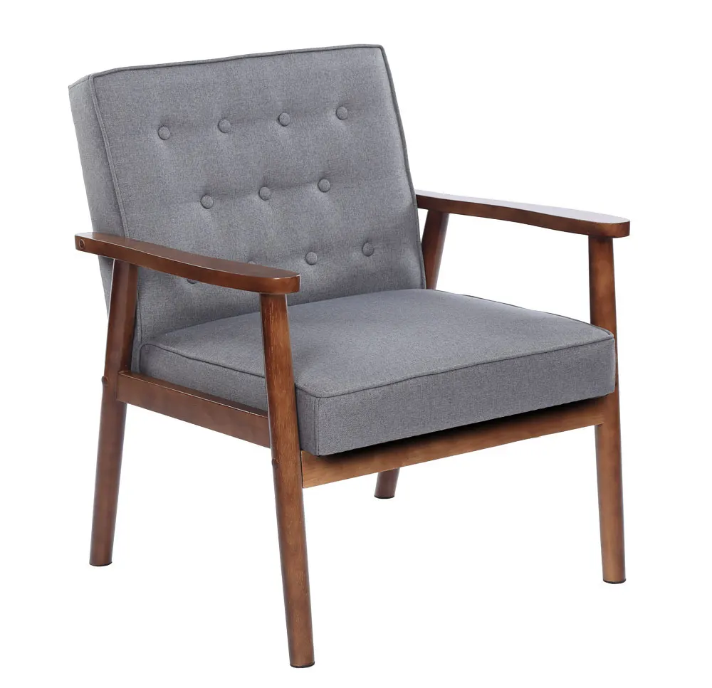 

Retro Modern Lounge Leisure Sofa Chair Wooden Fabric Upholstered Gray 75x69x84CM Perfect for Reading Writing[US-Stock]