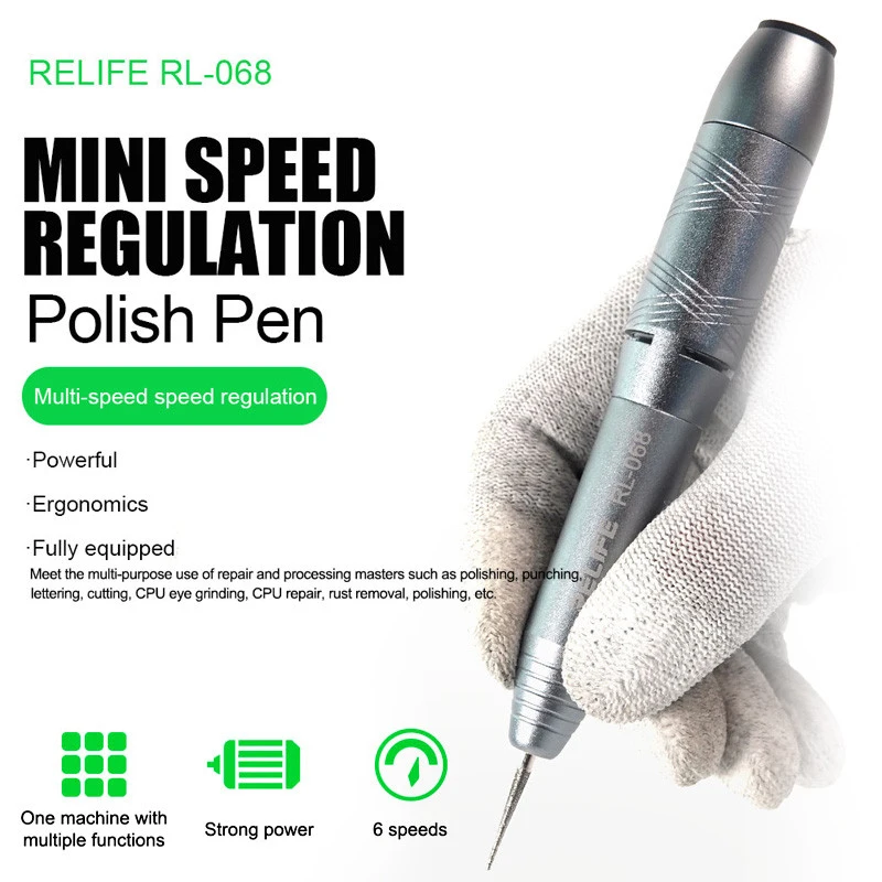 

RELIFE Mini Speed Control Polishing Pen 6-speed Power Adjustment for CPU Motherboard Screen Jade Wood Carving Engraving Repair