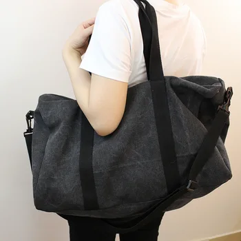 

Plain Canvas Travel Bag Simple Fabric Handbags Large Capacity Retro Tote Bag