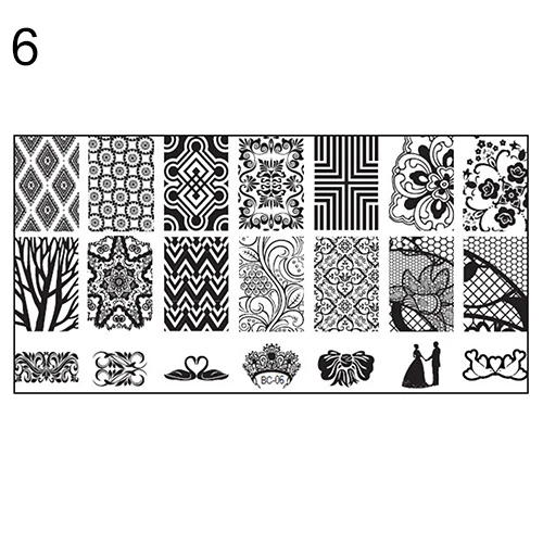 10 дизайн DIY Рисунок для нейл-арта штамп, пластины для стемпинга Маникюр Шаблон инструмент Красота и здоровье кружева пластины красивый узор - Цвет: 6