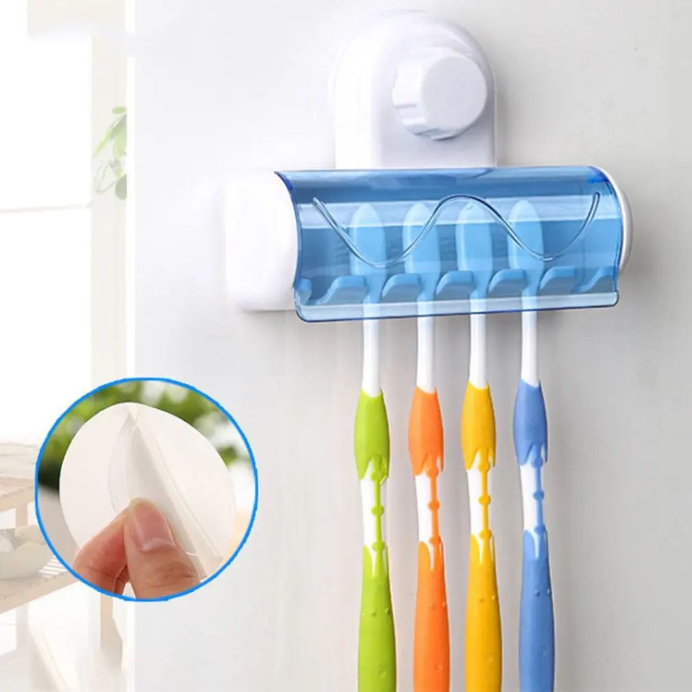 Creative 6 Hooks Bathroom Toothbrush Rack Stand Hooks Suction Cup Wall Mount Toothbrush Holders Dust Cover Bathroom Accessories