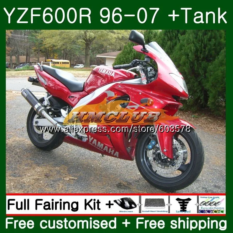 Корпус для YAMAHA Thundercat YZF 600R YZF-600R 1996 2007 металлический красное вино стекло 52CL. 46 YZF600R 96 97 98 99 00 01 02 03 04 05 06 07 обтекатель