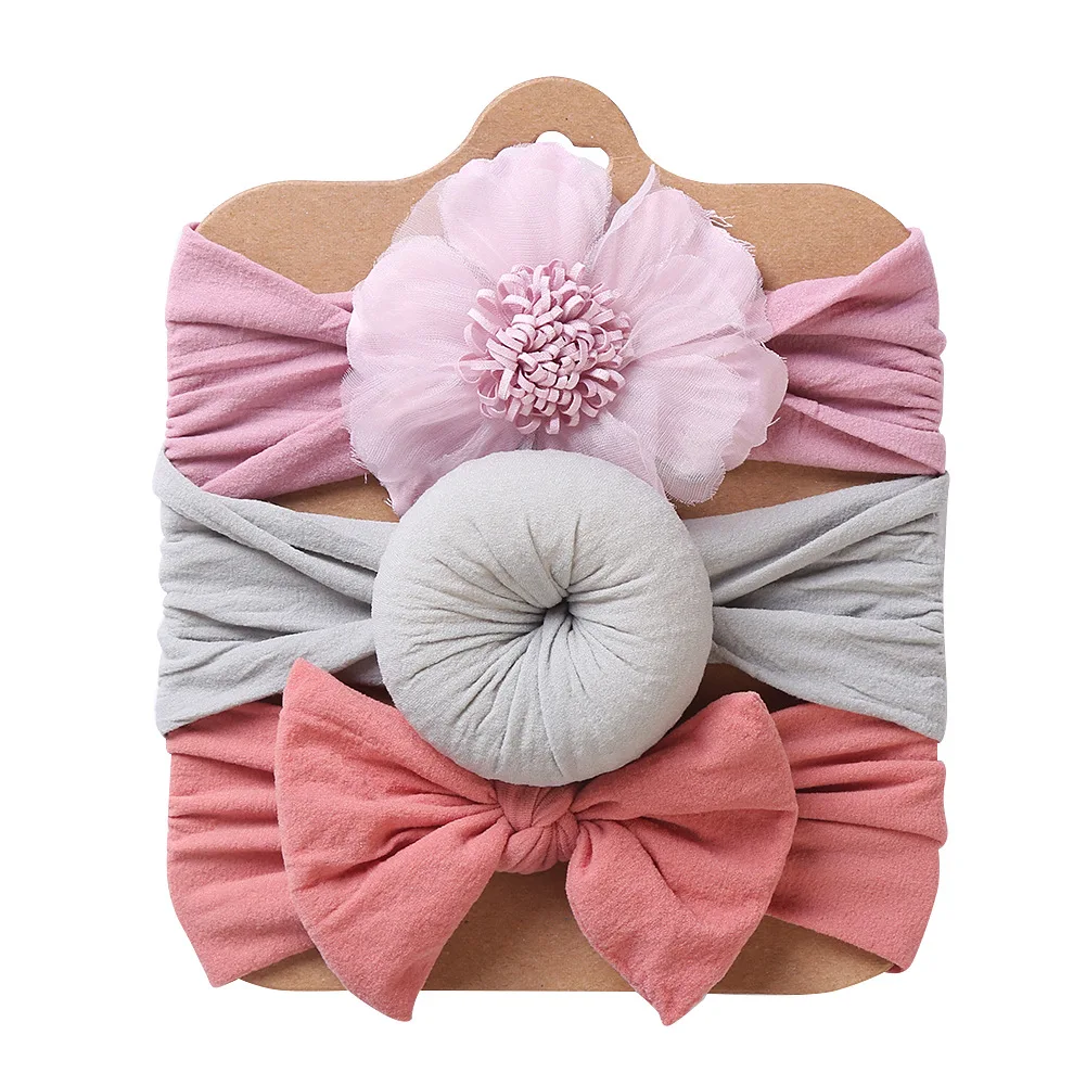 3Pcs/Set Solid Color Twist Baby Headband Set Cute Floral Bowknot Infant Toddler Hair Band Soft Elastic Newborn Girl Boy Headwear pacifier for baby Baby Accessories