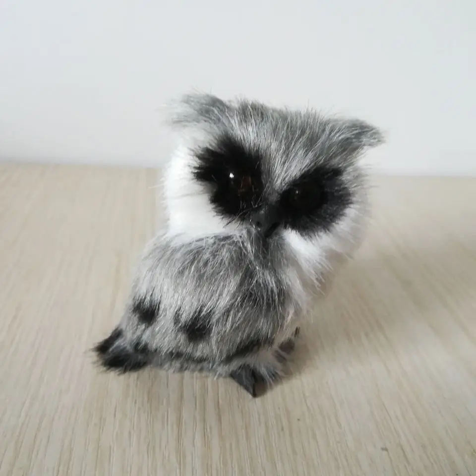 

plastic&furs gray owl hard model mini 7x6cm night owl handicraft prop home decoration gift d2960