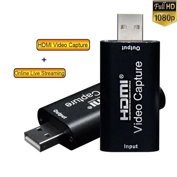 

Mini Video Capture Card USB 2.0 HDMI Video Capture Grabber Phone Game HD Camera Capture Recording Box + PC Live Streaming