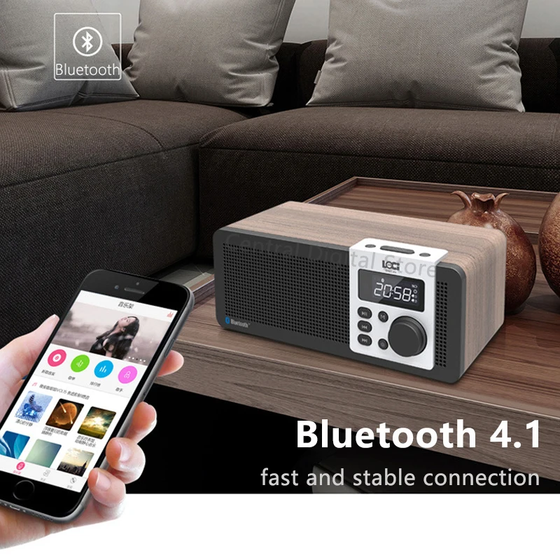 Ретро деревянный беспроводной Bluetooth динамик 10 Вт Домашний Настольный FM радио будильник светодиодный экран HiFi громкий динамик Бас Сабвуфер Soundbox
