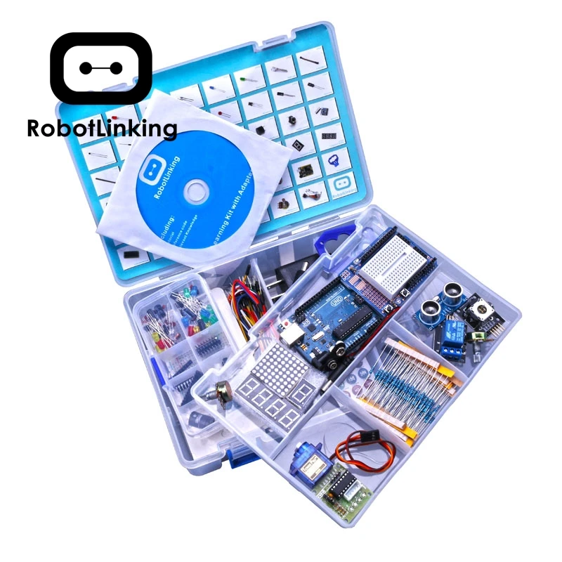 Robotlinking UNO Project самый полный стартовый комплект для Arduino Mega2560 UNO с учебником/блоком питания/сервоприводом шагового двигателя