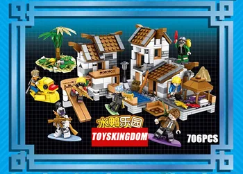 

modern military game pub Water house Battlefield scenes building block batisbricks army figures Surf board Duck boat bricks toys