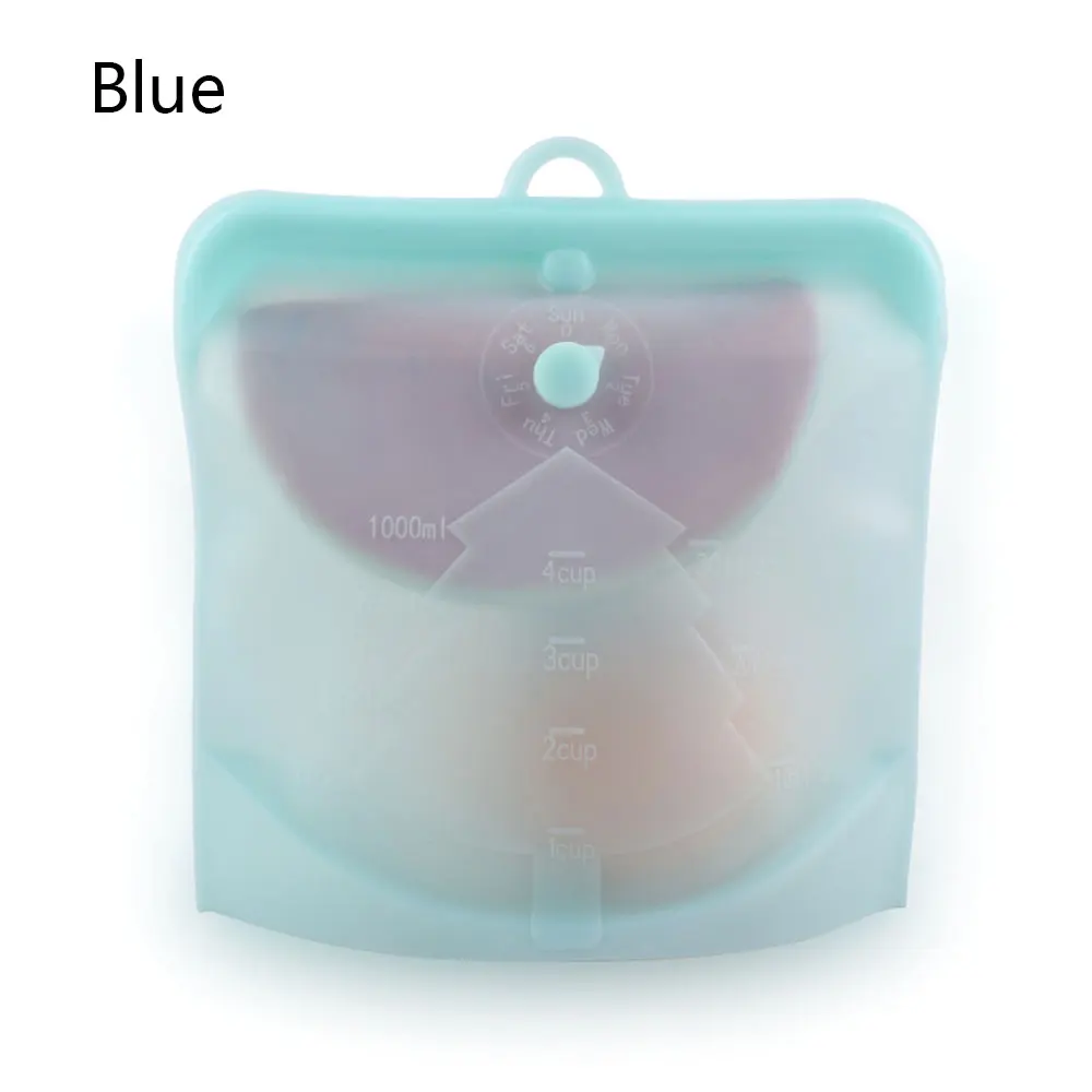 Blue Силиконовый закреп мешка для еды нулевые отходы Ziplock свежие герметичные сумки многоразовая сумка для еды овощи фрукты мешок для сэндвича контейнер для хранения еды - Цвет: Blue