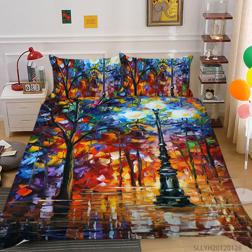 Oil Painting Print Duvet Cover Set Queen Size Bedding Soft Cool Modern Bed Teen Girl Child Bedroom Decor Hot Selling | Дом и сад