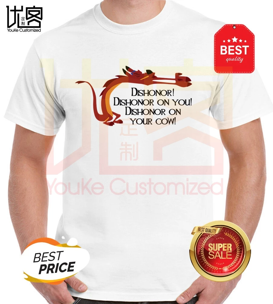 Dishonor! T-Shirt Mulan men's women's 100% cotton short sleeves tops tee printed Crewneck casual t-shirt | Мужская одежда