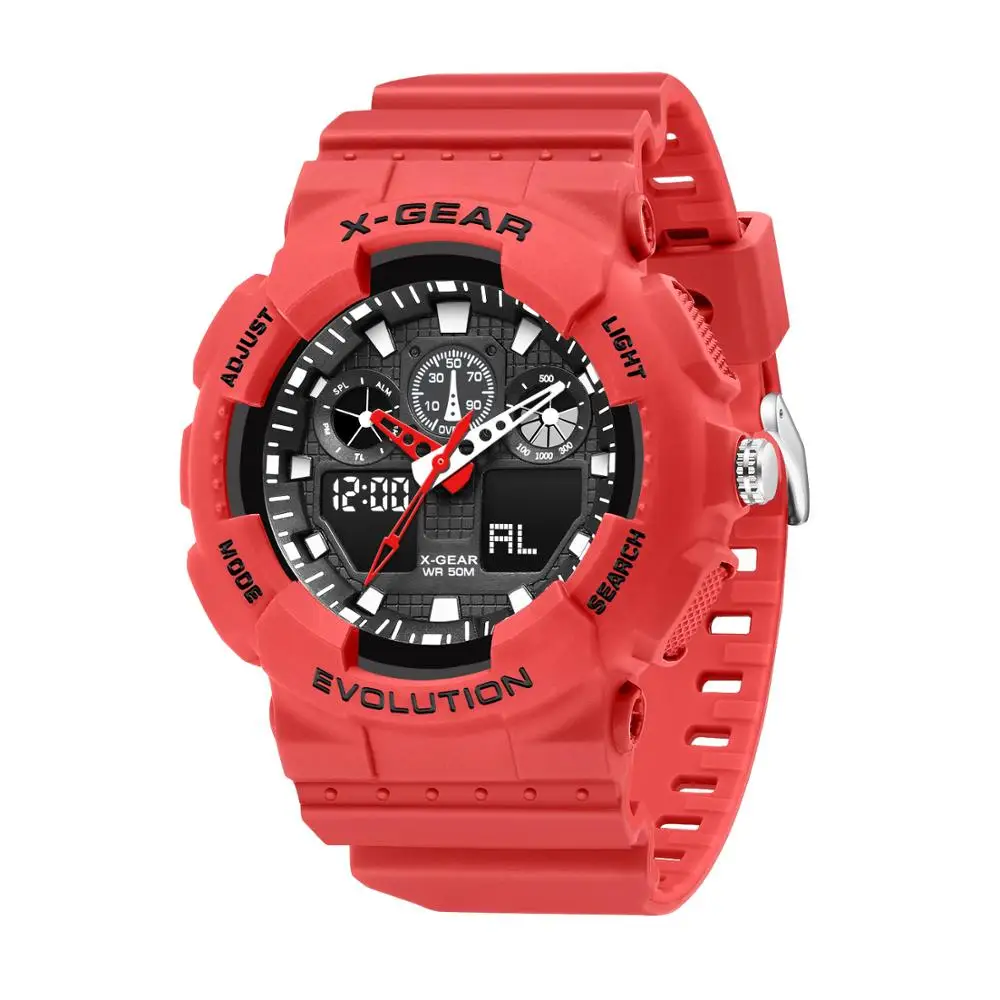X-GEAR, брендовые часы, мужские спортивные, светодиодный, цифровые, мужские часы, s часы, лучший бренд, Роскошные, Relogios Masculino Montre Homme - Цвет: Красный