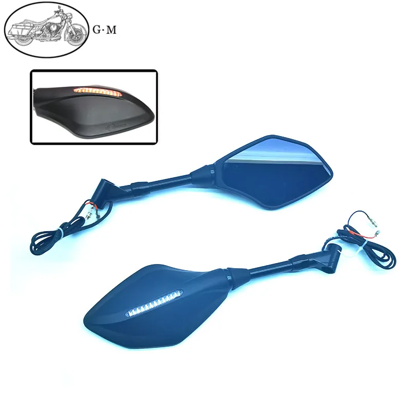 

Motorcycle Rear View Mirror Cycling Wide Range Back Sight Rearview Reflector Adjustable Scooter E Bike Left Right Mirror light