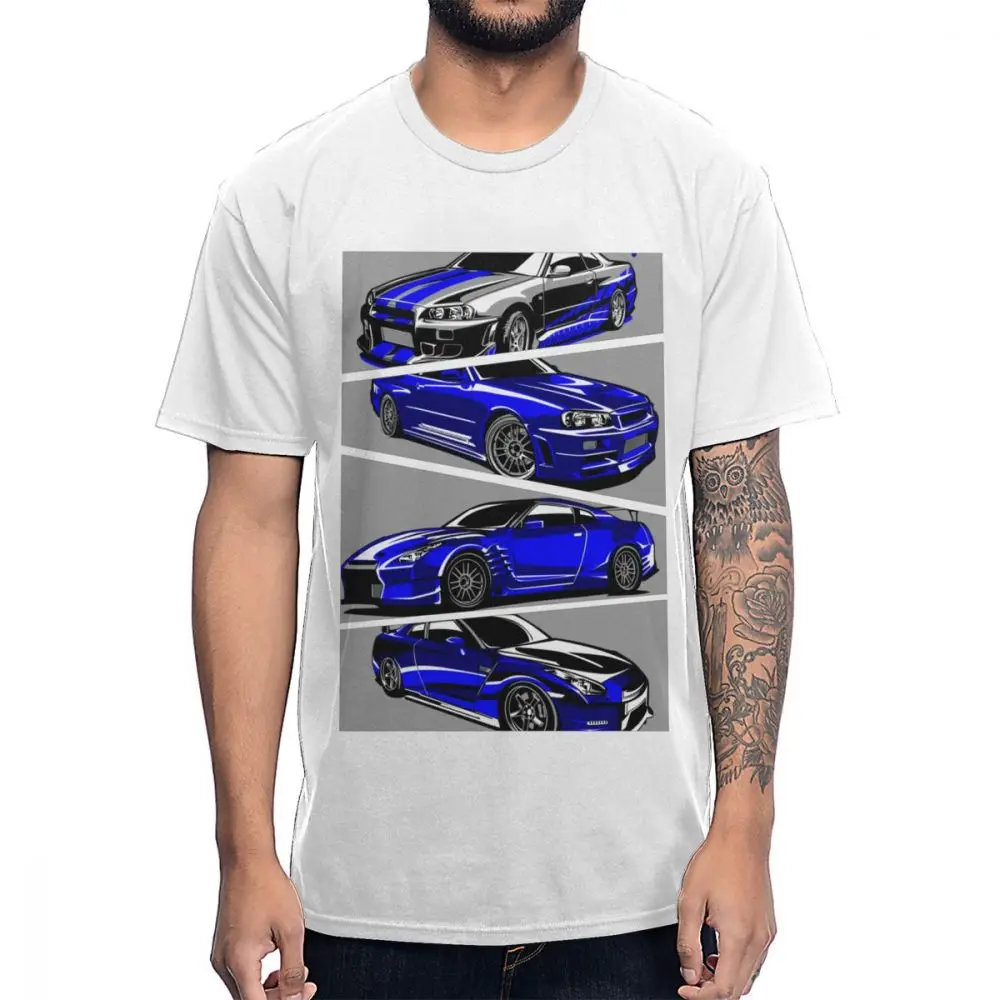 Белый Мужская футболка Nissan Paul Walker Skyline GTR, стильная футболка с круглым вырезом, футболки harajuku - Цвет: Белый