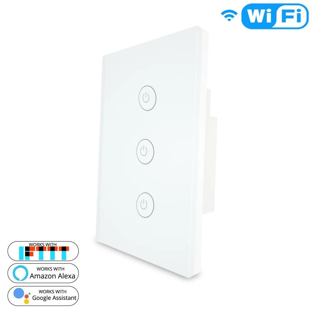 3 способ 3 банды WiFi умный мульти-контроль выключатель света работает с Alexa Google Home, не требуется концентратор умный жизнь приложение дистанционное управление - Цвет: 3 gang switch