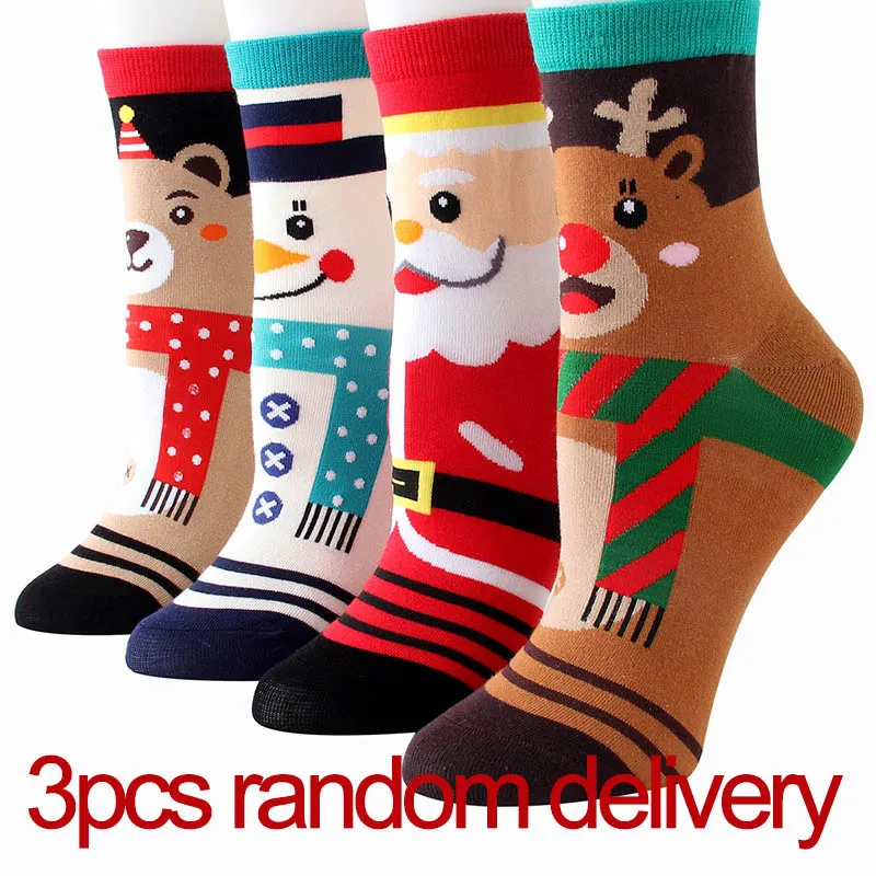 3 pairs random Милые хлопковые носки женские носки с героями мультфильмов красочные забавные каваи лося носки индивидуальный Рождественский подарок для девочек 3 пар/лот# F - Цвет: 3 pairs random