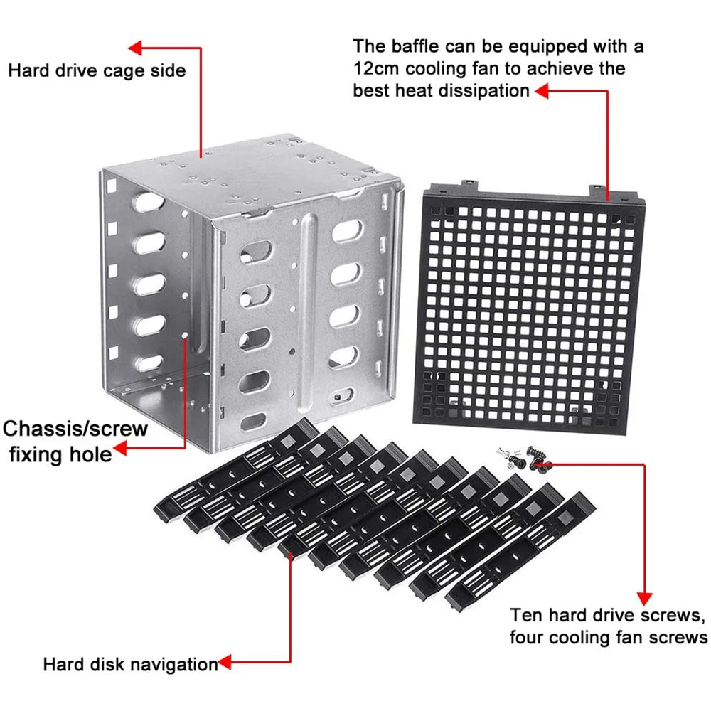 5,25 Zoll bis 5 x 3,5 Zoll SATA SAS HDD Cage Rack Festplattengehäuse mit Lüfter Festplatte Festplatte Fach Caddy Adapter 5,25 Zoll bis 5 x 3,5 Zoll SATA SAS HDD Cage Rack Festplattengehäuse mit Lüfter Festplatte Festplatte Fach Caddy Adapter