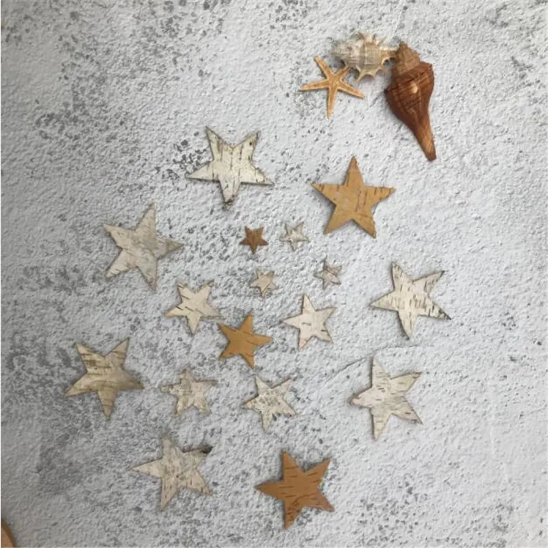 150pcs/Box 2/4/6cm MIX White Birch Bark Star Log Slices Buttons DIY Crafts Rustic Wedding Party Festival Event Table Decorations 150pcs/Box 2/4/6cm MIX White Birch Bark Star Log Slices Buttons DIY Crafts Rustic Wedding Party Festival Event Table Decorations