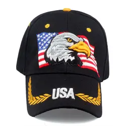 Мужская и Женская бейсбольная кепка с флагом США, регулируемый размер, 3D вышивка, узор орла, защита, полиэстер, складные шляпы ручной работы