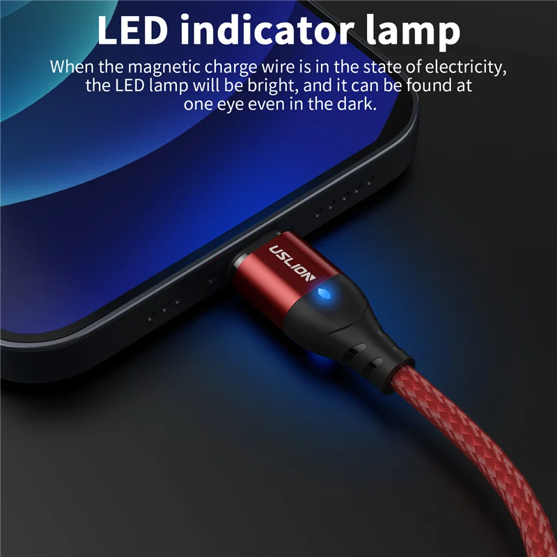 USLION Magnetic Fast Charging Cable Micro USB Type C Phone Cable For iPhone Samsung Charger Magnet Cables USB C Data Sync Cord