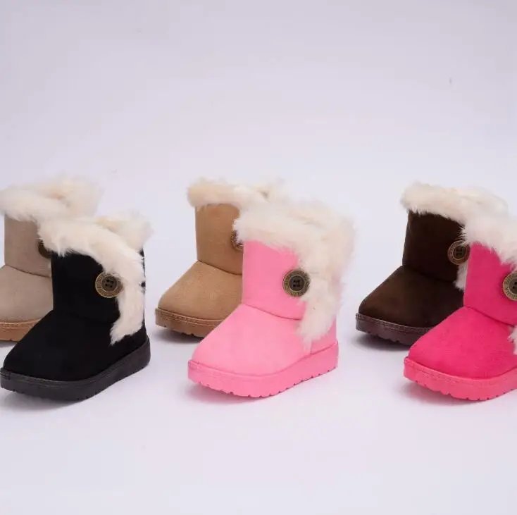 Hot Winter Kids Fashion snow boots Child cotton shoes warm Fur soft bottom baby girls boots winter ski boot