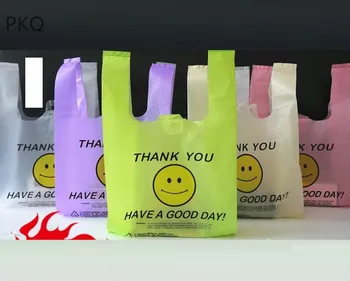 

50Pcs Transparent Bags Shopping Bag Supermarket Plastic Bags With Handle Food Packaging pouch plastic small Supermarket bags