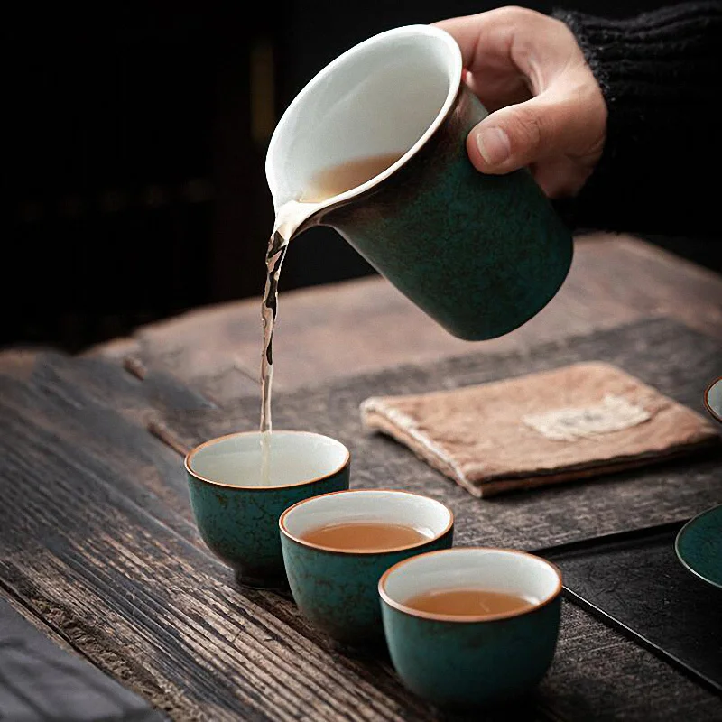PINNY 165ML Ceramic Turquoise Glaze Cha Hai Vintage Heat Resistant Tea Service Chinese Kung Fu Tea Drinkware