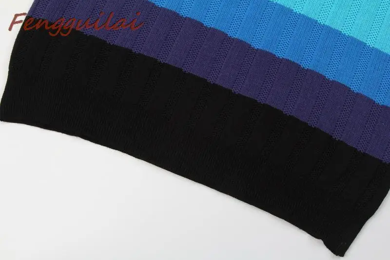 Winter Rainbow Colorful Stripe Print Women Casual Sweaters Autumn Fashion Turtleneck Knitwear Loose Pullovers Jumper Pull Femme Winter Rainbow Colorful Stripe Print Women Casual Sweaters Autumn Fashion Turtleneck Knitwear Loose Pullovers Jumper Pull Femme