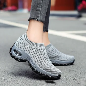 mesh cushioned running casual platform shoes