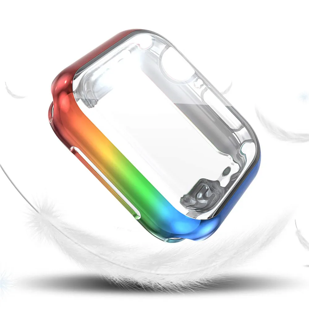 Мягкий чехол с градиентом для Apple Watch Series 5 4, чехол 40 мм, 44 мм, цветной ТПУ защитный чехол для экрана iWatch, бампер, аксессуары