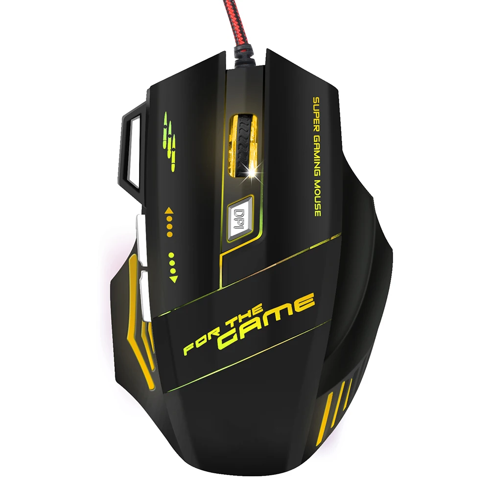 Светодиодный, оптическая, USB, регулируемая, проводная, RGB игровая мышь, 7 кнопок, 3200 dpi, 5500 dpi, для ноутбука, компьютера, Pro Gamer, игровая мышь