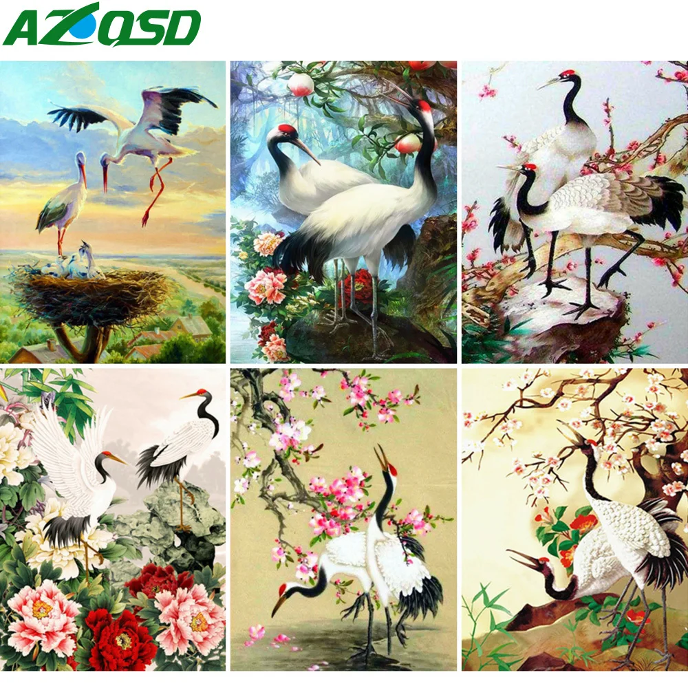 AZQSD Diamond Embroidery Crane Animal Cross Stitch 5D Painting Scenery Full Square Picture Of Rhinestones Home Decor | Дом и сад
