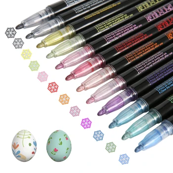

12 Colors Metallic Marker Outline Pen Glitter Colorful DIY Album Scrapbooking Marker Pen for Drawing Painting Christmas Doodling