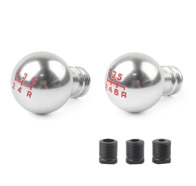 Universal 5 6 Speed Silver Car Aluminum Manual Gear Shift Knob Stick MT 