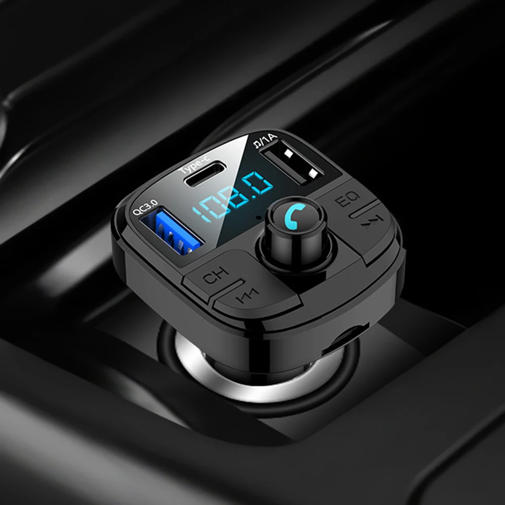 Автомобильный Bluetooth 5,0 fm-передатчик Бас mp3-плеер fm-радио адаптер зарядное устройство USB зарядное устройство адаптер питания плеер