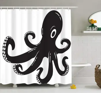 

Cute Octopus with Tentacles Home Decor Waterproof Screen Polyester Fabric Sea Animal Washable Shower Curtain Dorm Home Hotel