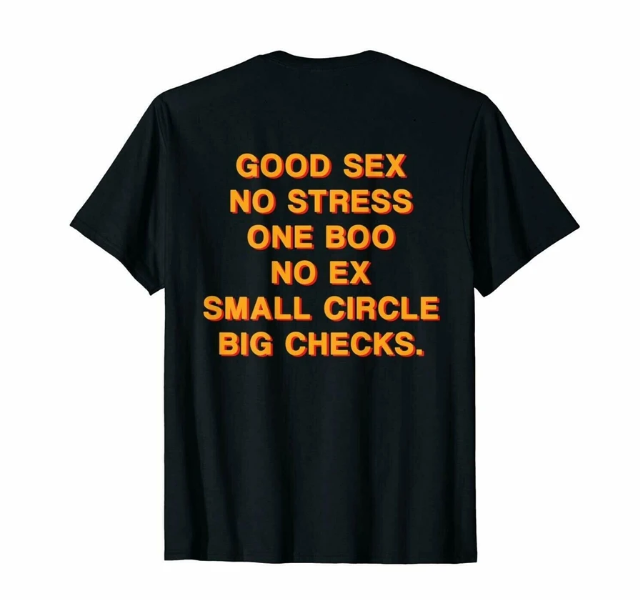 Забавная футболка унисекс с надписью Good Sex No Stress One Boo Ex Small Circle Big Checks черная S-3XL |