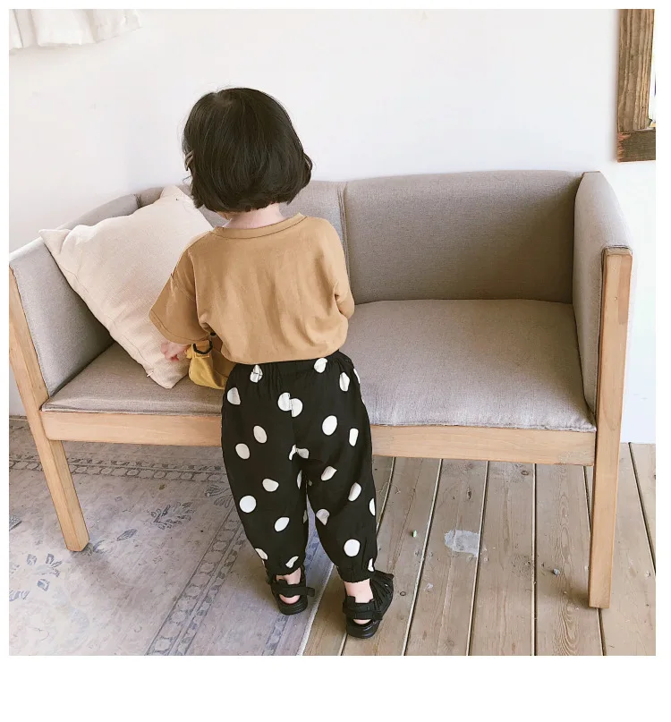 Children Anti Mosquito Pants Summer Thin Section Cotton Linen Girls New Style Babies' Trousers Infants Polka Dot Pants
