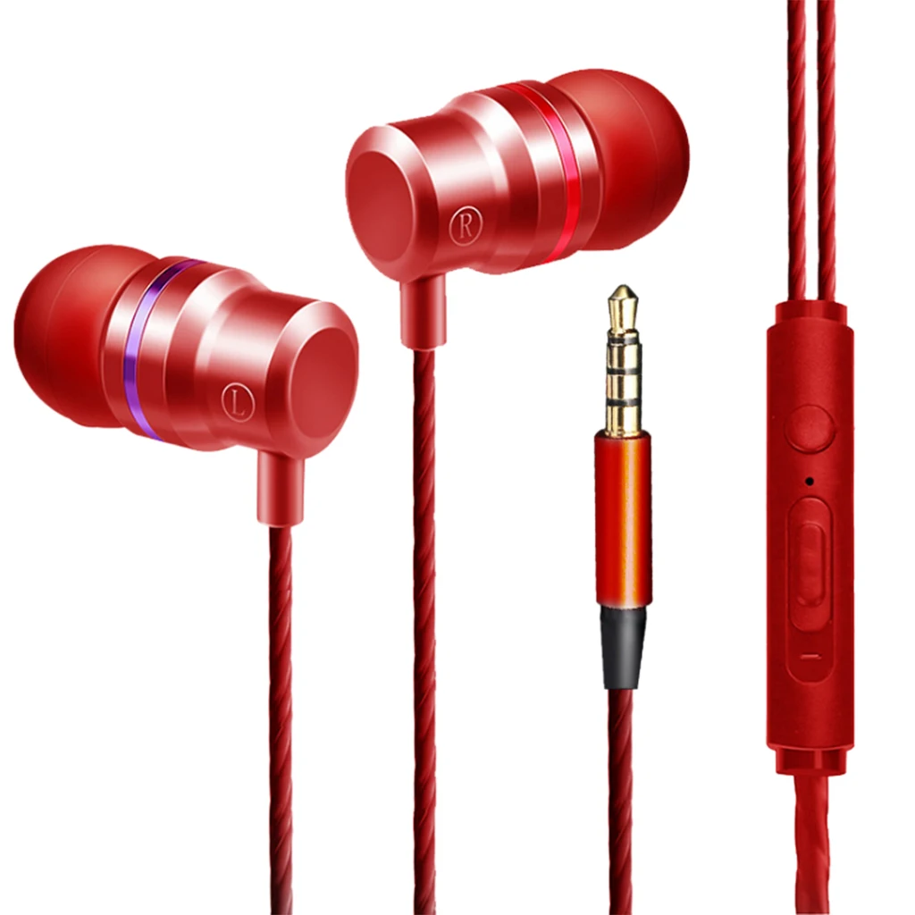 Универсальные 3,5 мм наушники-вкладыши, проводные наушники для мобильного телефона, гарнитуры для смартфонов samsung iPhone, наушники со встроенным микрофоном - Цвет: Red