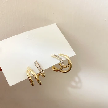 

Multi-circel Metal Zircon Hoop Earrings Women 2020 Gold Silver Color Rhinestone Geometric Statement Earrings Accessories brincos