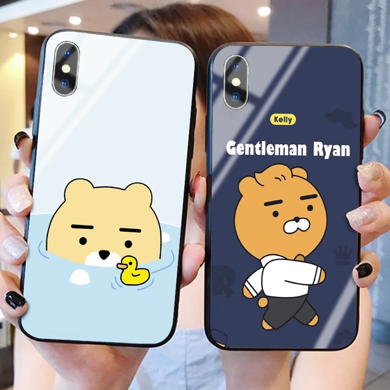 Южнокорейский мультфильм закаленное стекло чехол для телефона s для iphone XS Max XR X 5 5S SE 11 Pro Max 8 7 6S Plus Роскошный чехол для телефона